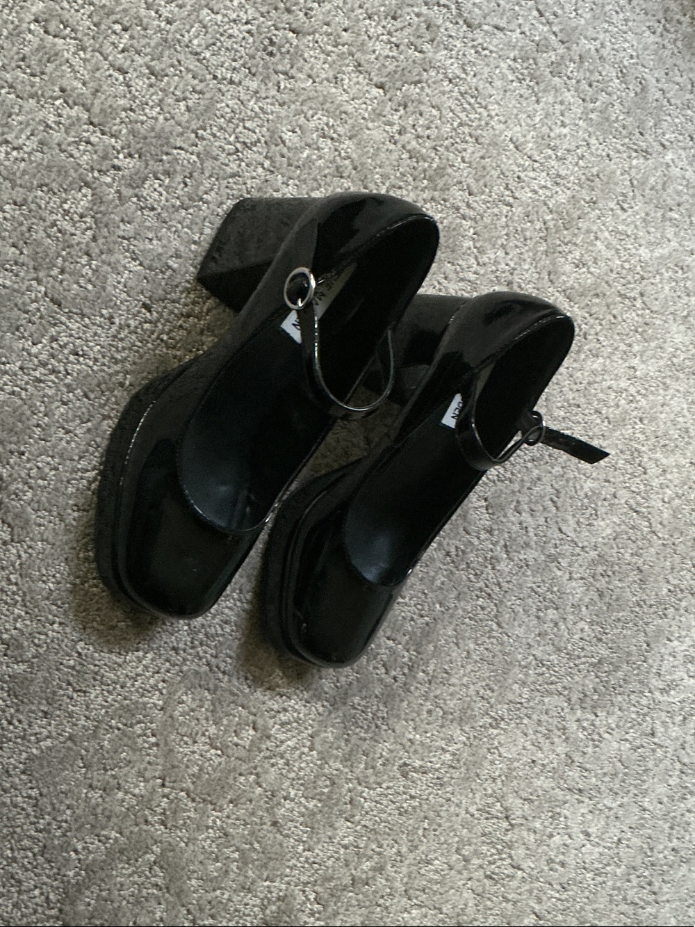 Steve Madden Black Patent Mary Jane Platform Block Heels